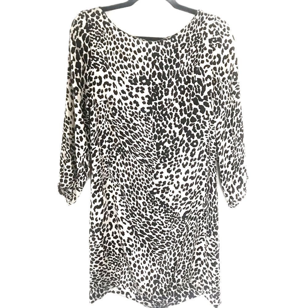 Amour Vert 100% Silk Snow Leopard Printed Dress Size Medium